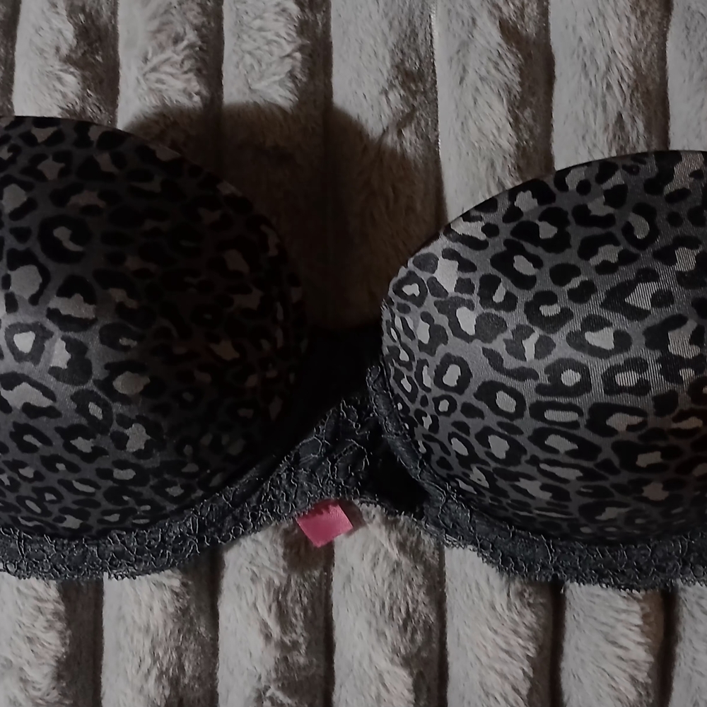 Leopard Print Black Lace Bra